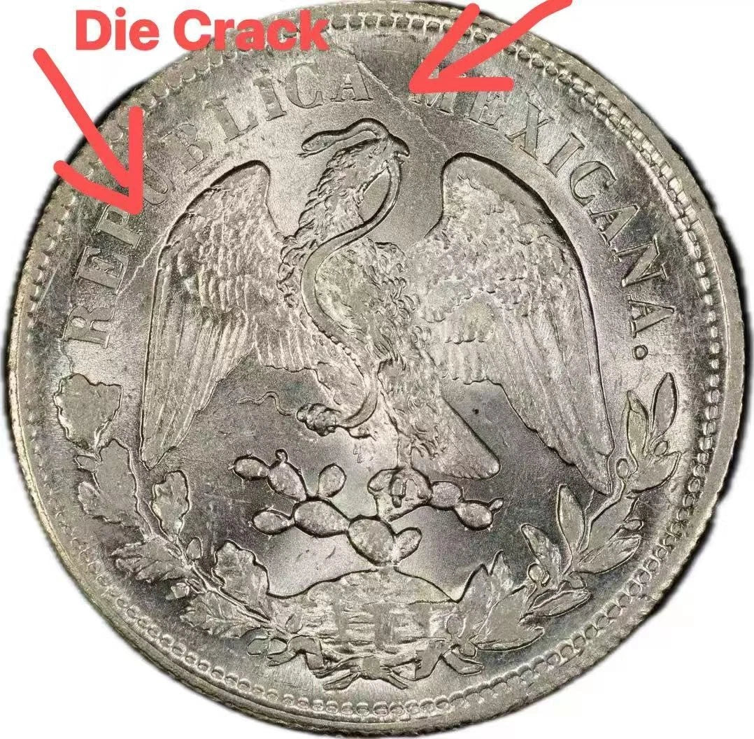 Mexico 1901-Zs FZ Peso KM-409.3 PCGS MS62 Nice Luster Beautiful Coin Die crack