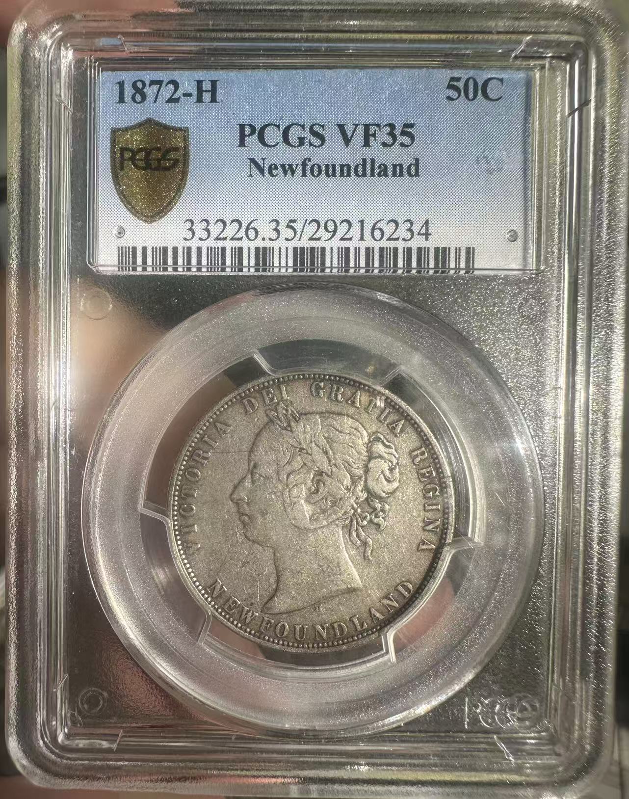 Newfoundland 1872-H Queen Victoria Silver 50 Cents PCGS VF 35