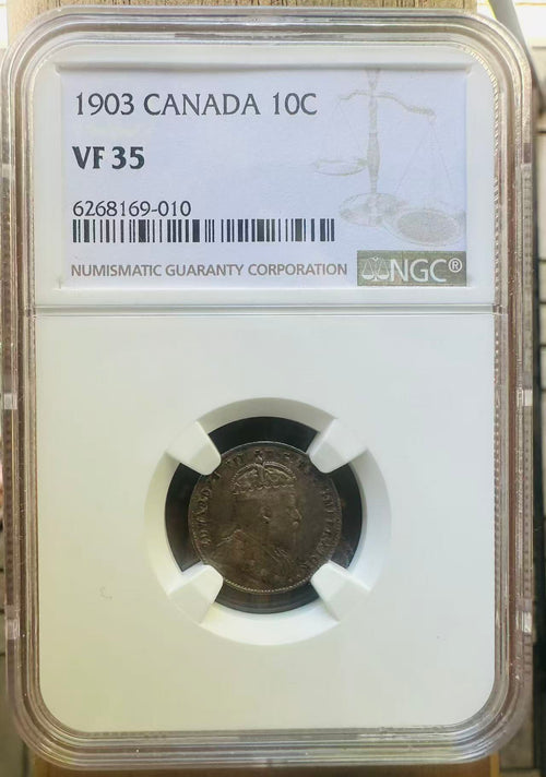 Canada 1903 Silver 10 Cents NGC VF-35