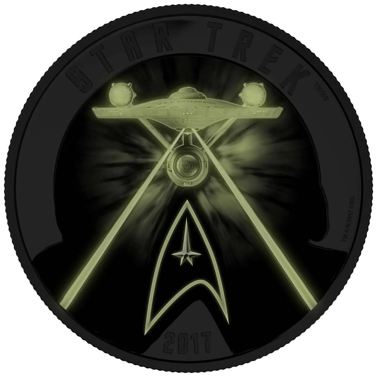 2017 $30 Star Trek Five Captains - 2 Oz Pure Silver Coloured