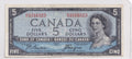 $5 1954 Bank of Canada Note Devil Face E/C Beattie-Coyne VF