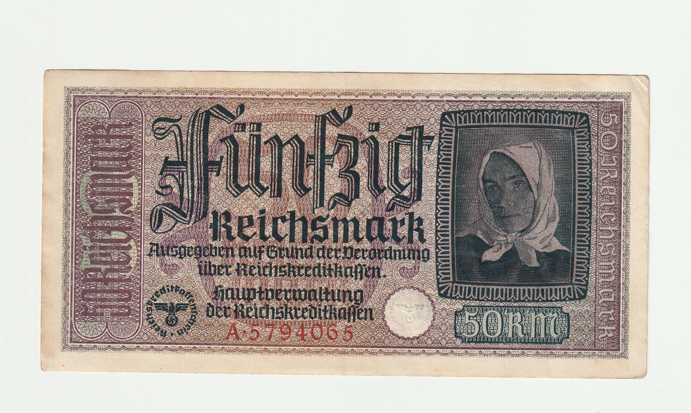 Nazi Germany Third Reich 1940-1945 Occupied Territories 50 Reichsmark