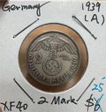 GERMANY 1939 A Mint Third Reich Nazi Silver 2 MARK XF