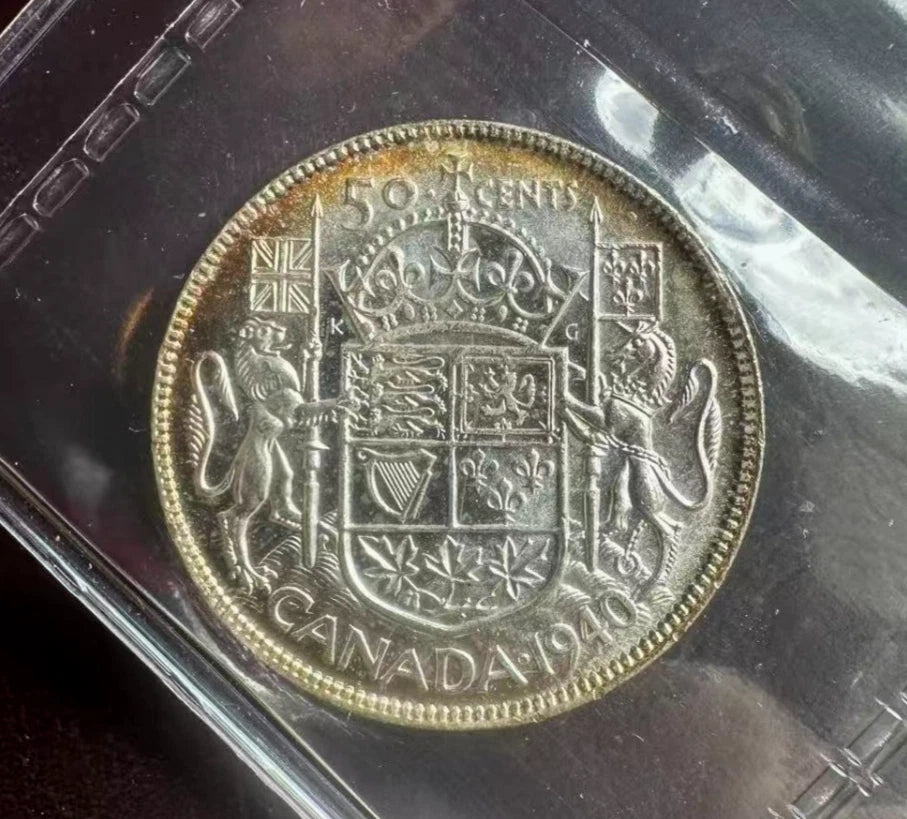 Canada 50 cents 1940 certified ICCS MS-62 80% 0.3 Oz Silver