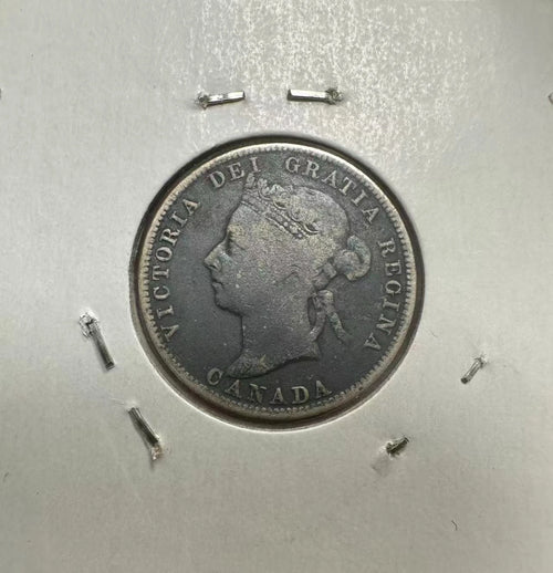 1891 Canada 25 Cents 92.5% Silver Canadian Quarter Queen Victoria Key Date VG