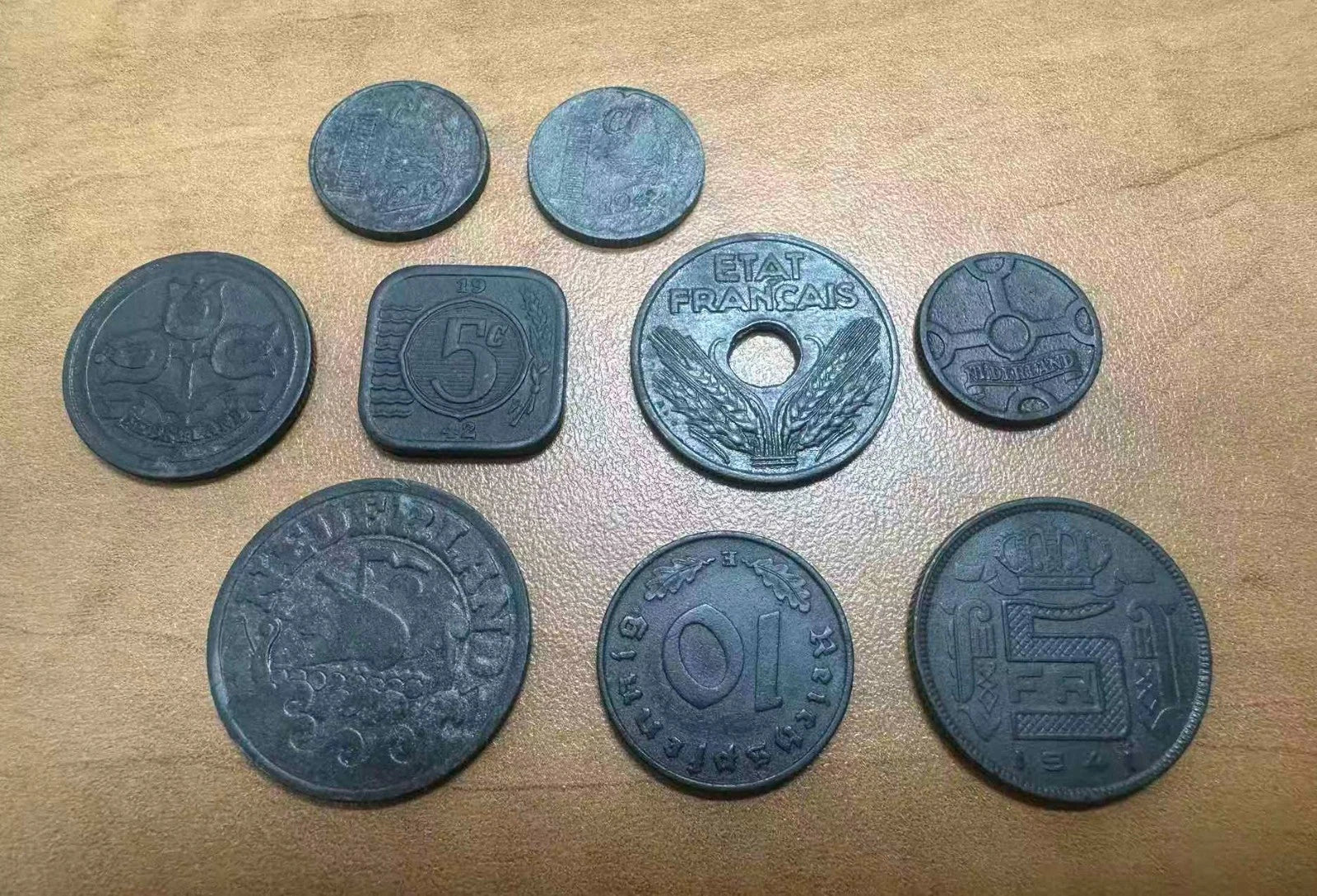 Nazi Germany Third Reich Occupied France, Belgium & Netherlands Coins
