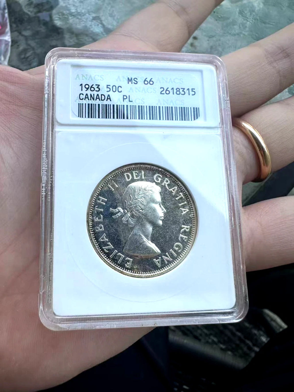 1963 CANADA Proof Like Silver 50 CENTS ANACS PL66 CAMEO Small White Holder