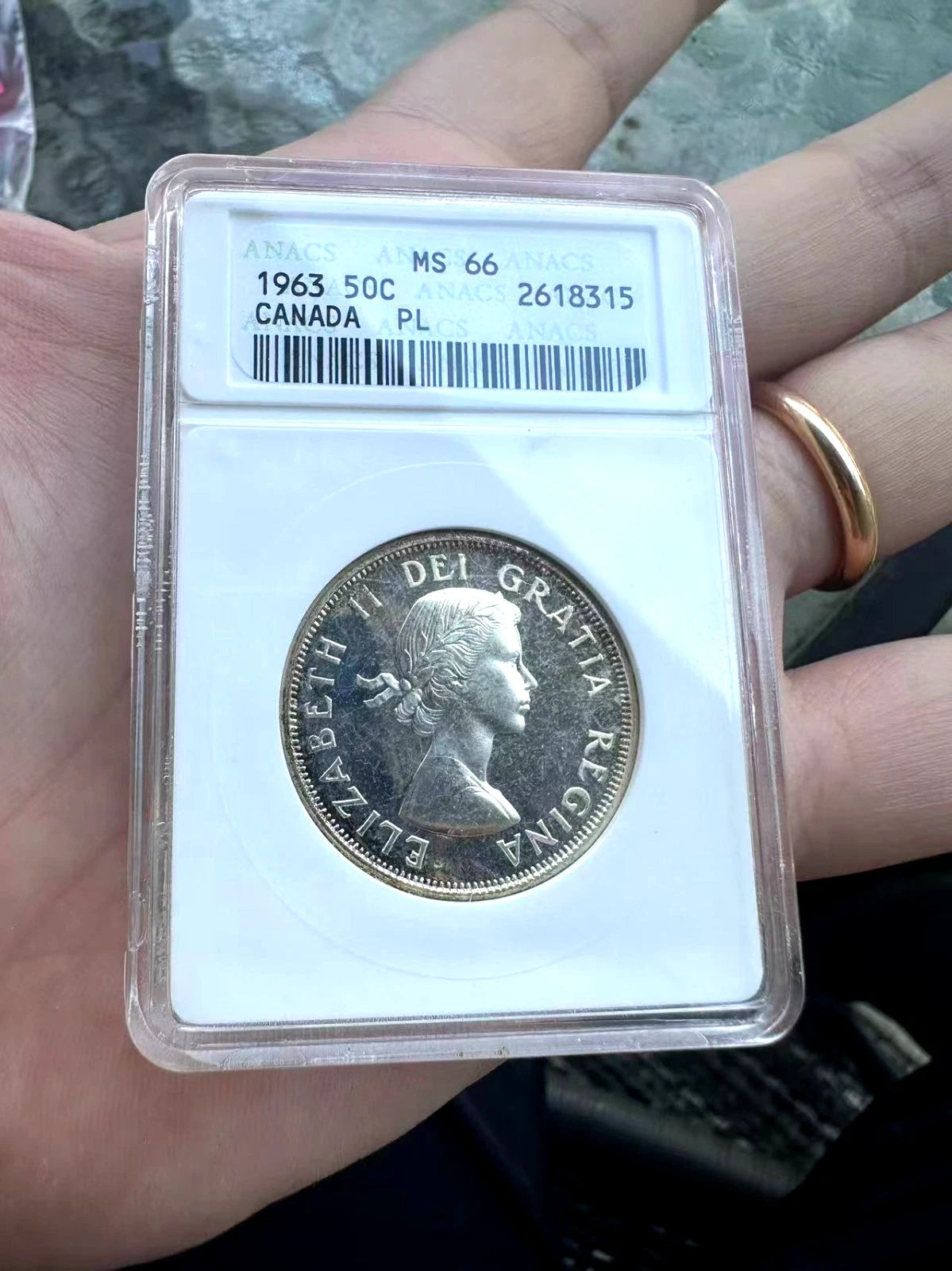 1963 CANADA Proof Like Silver 50 CENTS ANACS PL66 CAMEO Small White Holder